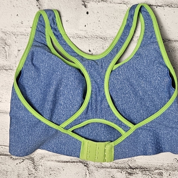 Champion Blue Sports Bra with Green Trim - Picture 2 of 7